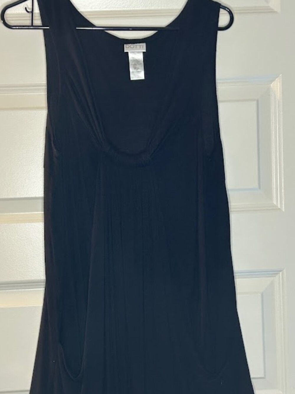 Dotti Black Sleeveless Tunic Top Large Front Pouch Pockets Womens Medium